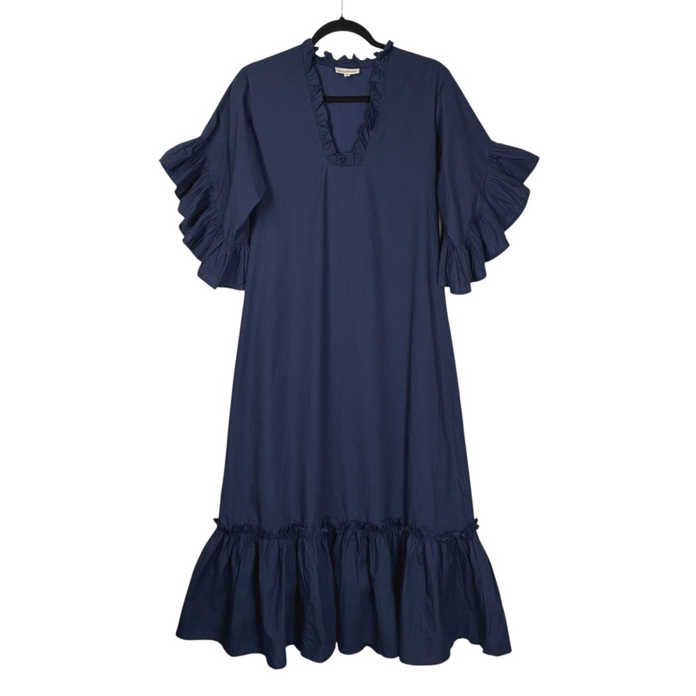 Fitzroy & Willa Womens Soleil Dress Size S Navy Blue Resortwear Vacation